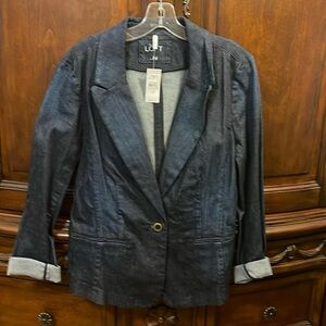 NWT LOFT Size 14 Blue Denim Blazer.